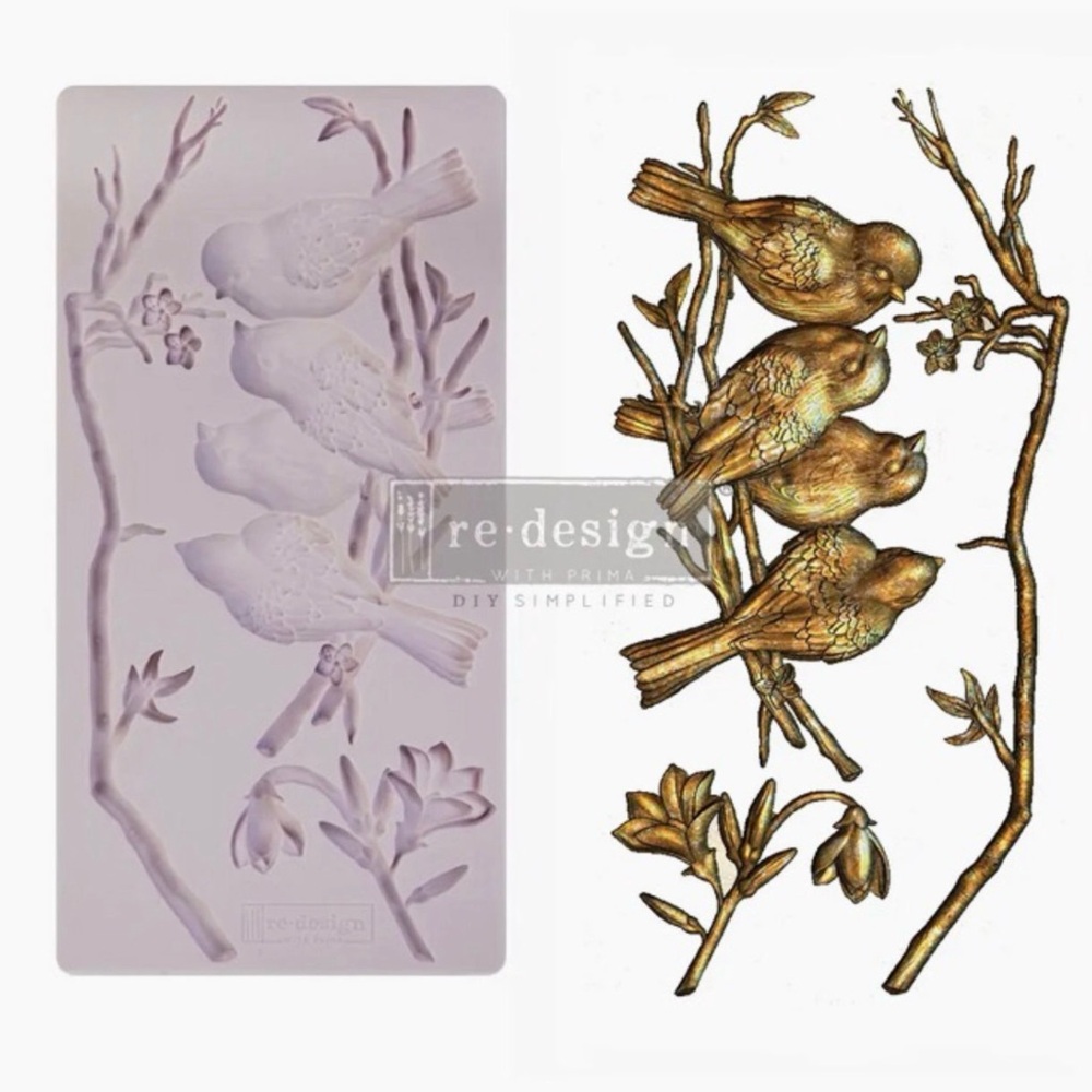 Redesign with Prima Decor Mold Avian Love Birds on Branch DYI